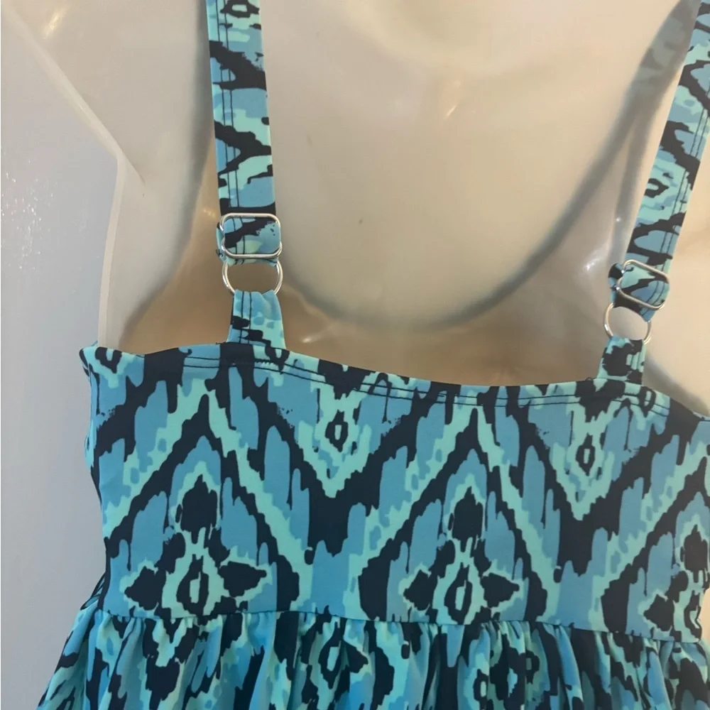 Denim & Co Beach Wrap front Swim Romper Sz 2